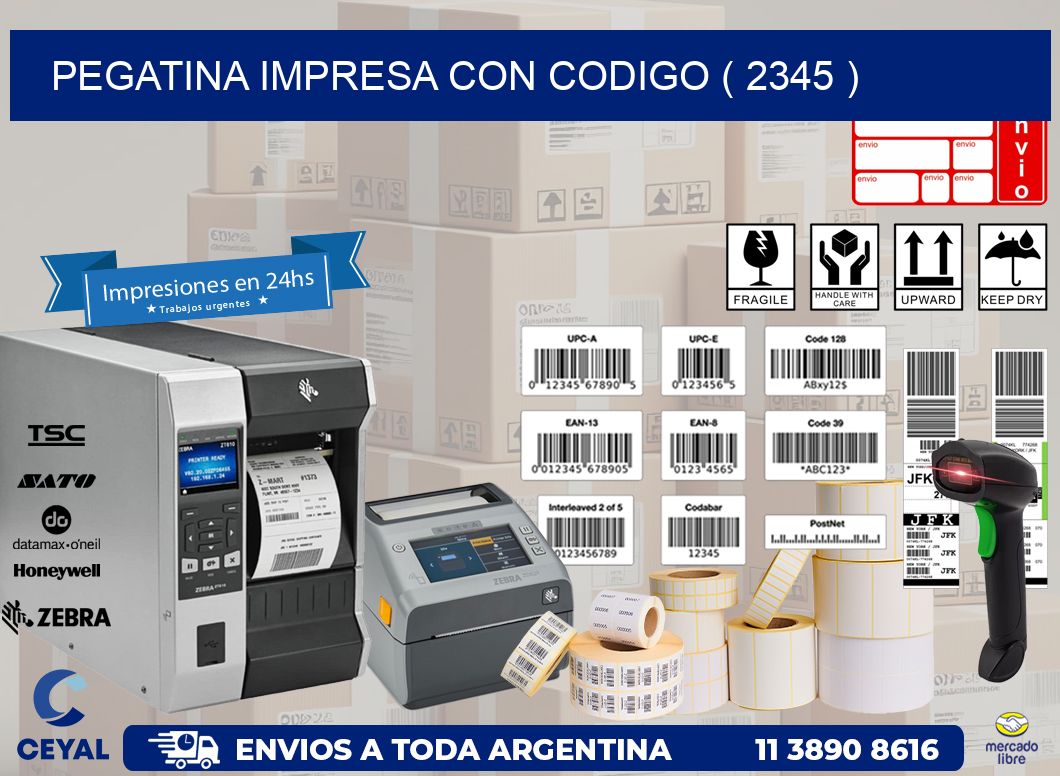 PEGATINA IMPRESA CON CODIGO ( 2345 )