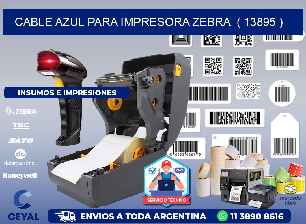 cable azul para impresora zebra  ( 13895 )