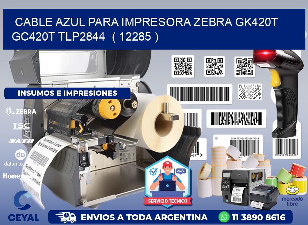 cable azul para impresora zebra GK420T GC420T TLP2844  ( 12285 )