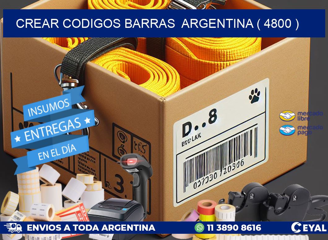 crear codigos barras  argentina ( 4800 )
