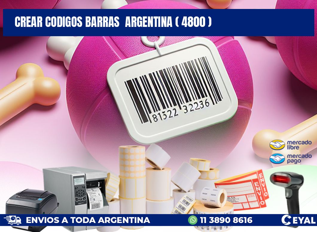 crear codigos barras  argentina ( 4800 )