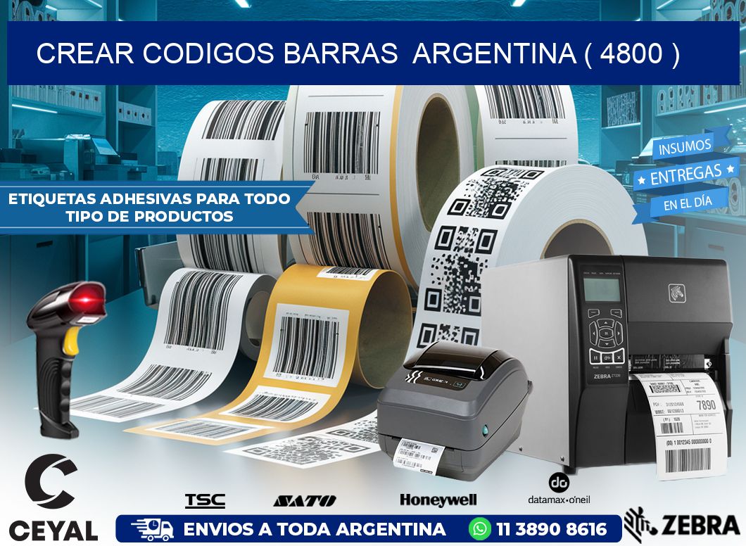 crear codigos barras  argentina ( 4800 )