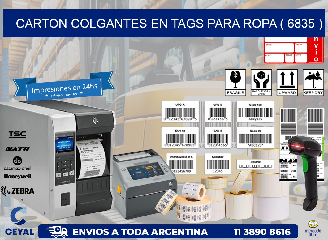 CARTON COLGANTES EN TAGS PARA ROPA ( 6835 )