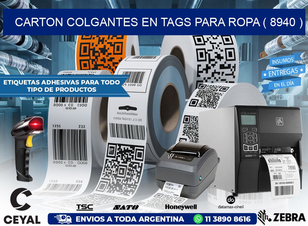 CARTON COLGANTES EN TAGS PARA ROPA ( 8940 )