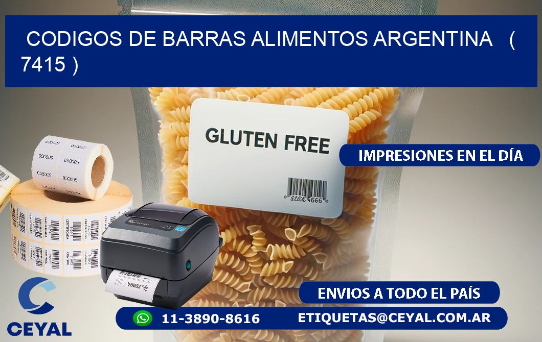 CODIGOS DE BARRAS ALIMENTOS ARGENTINA   ( 7415 )