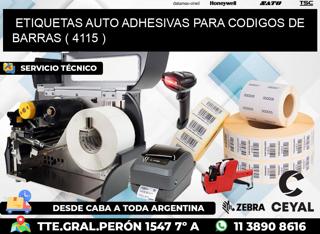 ETIQUETAS AUTO ADHESIVAS PARA CODIGOS DE BARRAS ( 4115 )