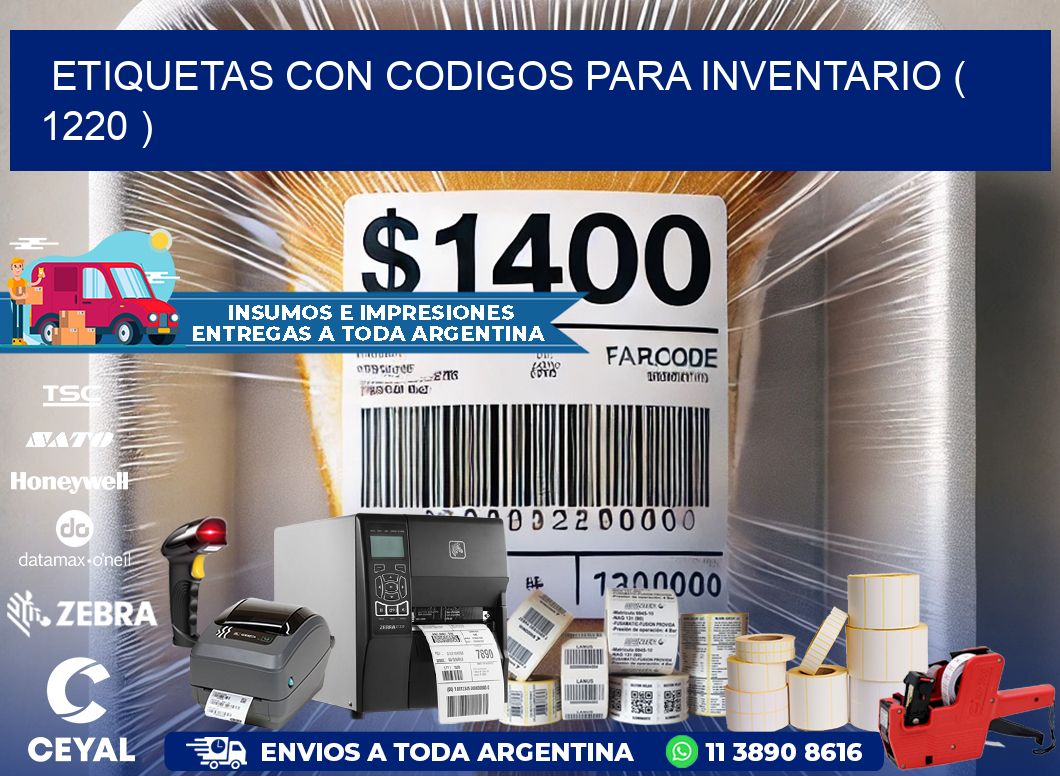 ETIQUETAS CON CODIGOS PARA INVENTARIO ( 1220 )