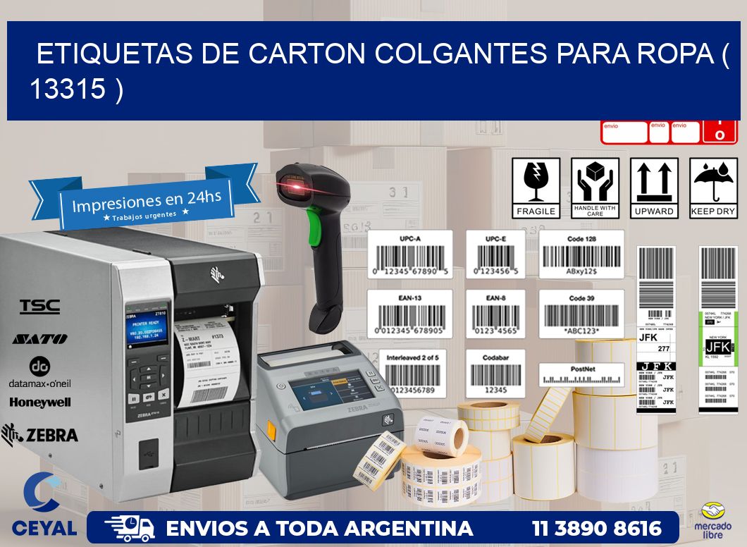 ETIQUETAS DE CARTON COLGANTES PARA ROPA ( 13315 )