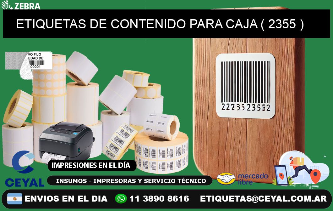 ETIQUETAS DE CONTENIDO PARA CAJA ( 2355 )