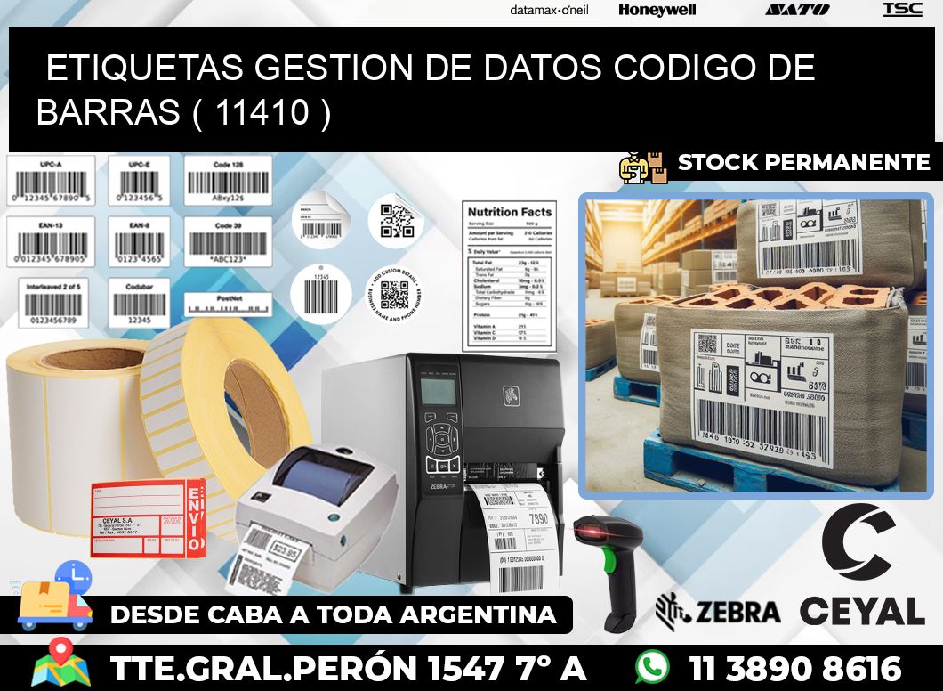 ETIQUETAS GESTION DE DATOS CODIGO DE BARRAS ( 11410 )