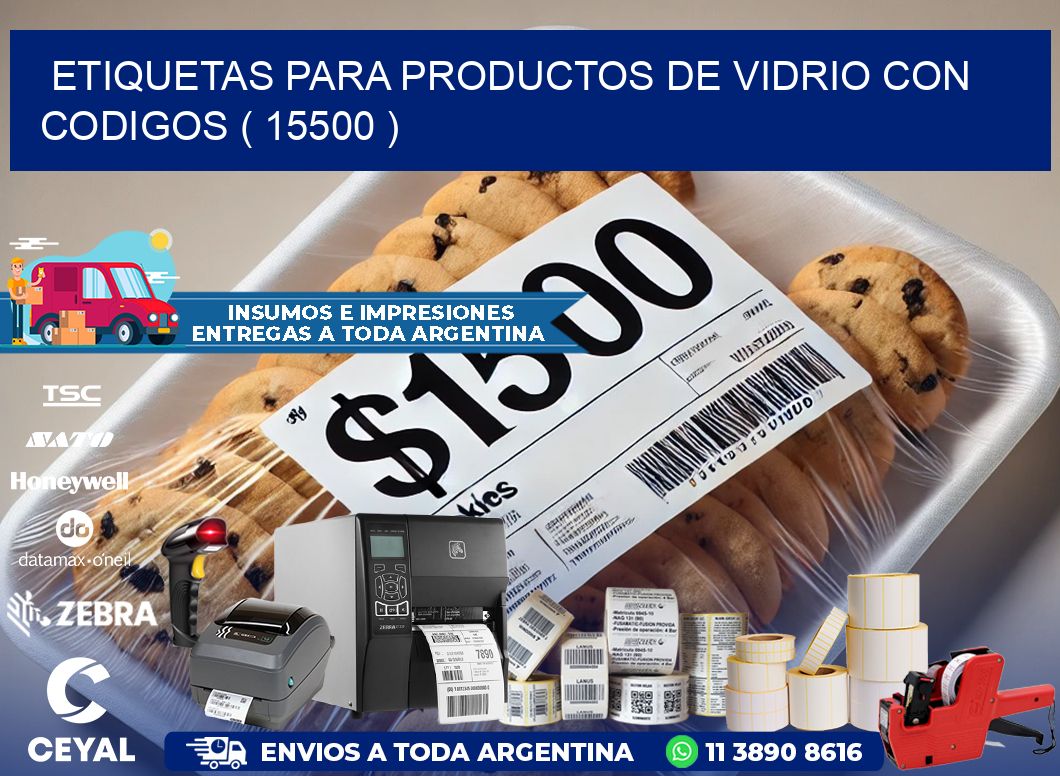 ETIQUETAS PARA PRODUCTOS DE VIDRIO CON CODIGOS ( 15500 )