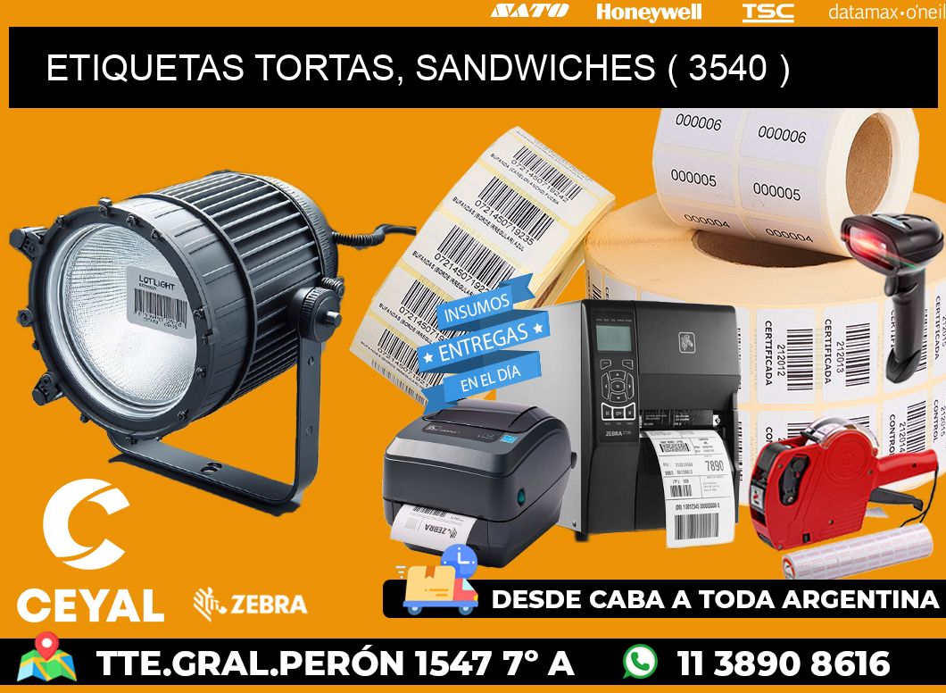 ETIQUETAS TORTAS, SANDWICHES ( 3540 )