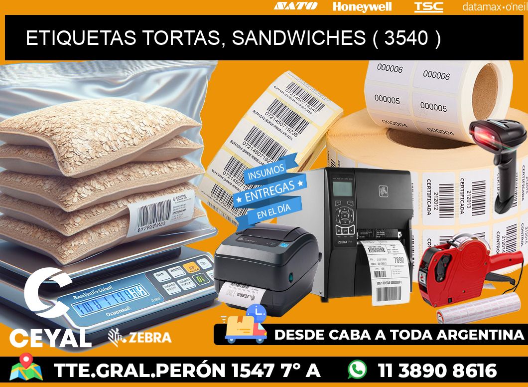 ETIQUETAS TORTAS, SANDWICHES ( 3540 )