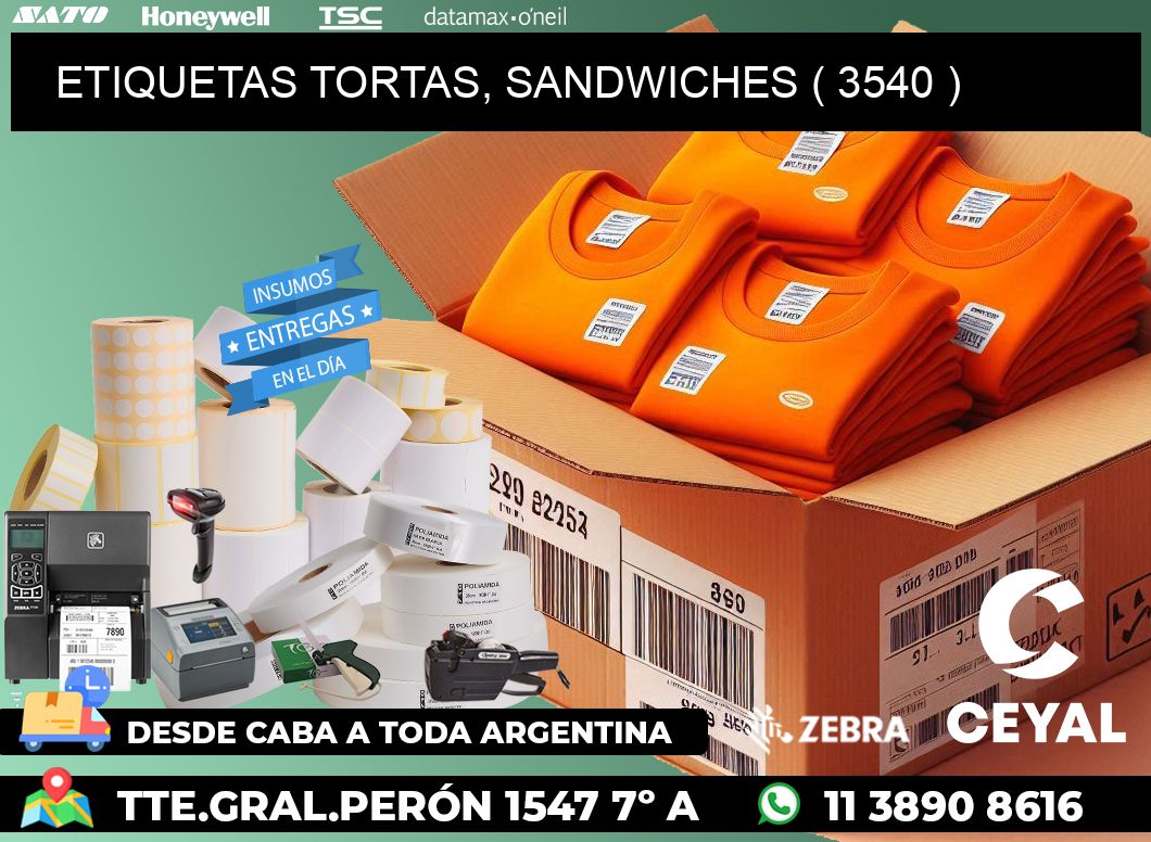 ETIQUETAS TORTAS, SANDWICHES ( 3540 )