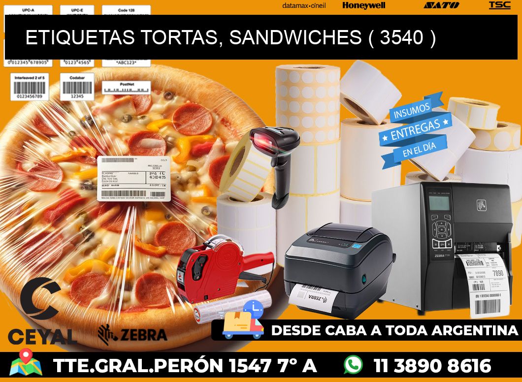 ETIQUETAS TORTAS, SANDWICHES ( 3540 )