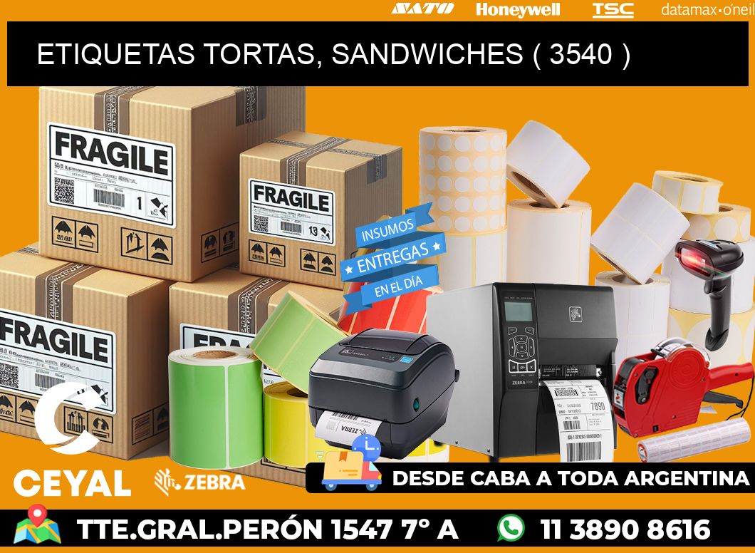 ETIQUETAS TORTAS, SANDWICHES ( 3540 )