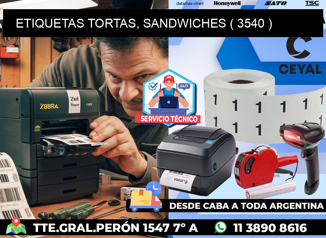 ETIQUETAS TORTAS, SANDWICHES ( 3540 )