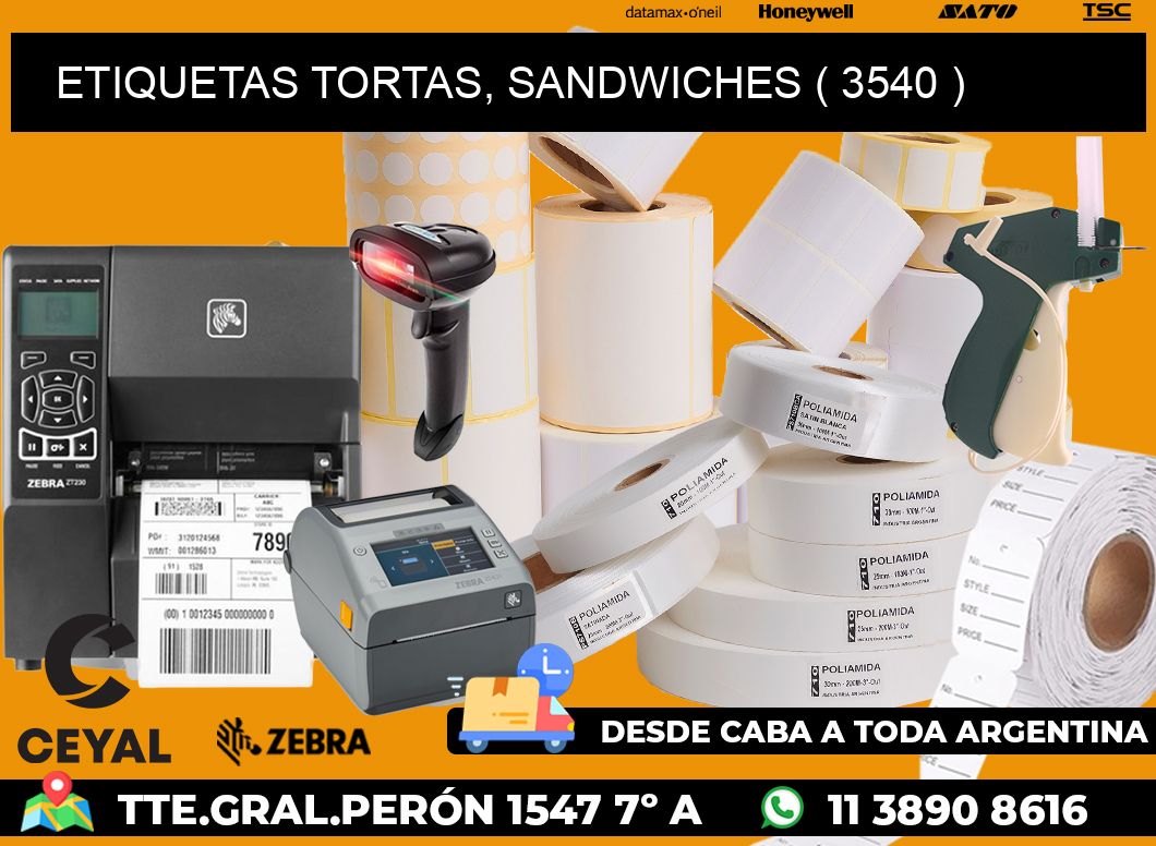 ETIQUETAS TORTAS, SANDWICHES ( 3540 )