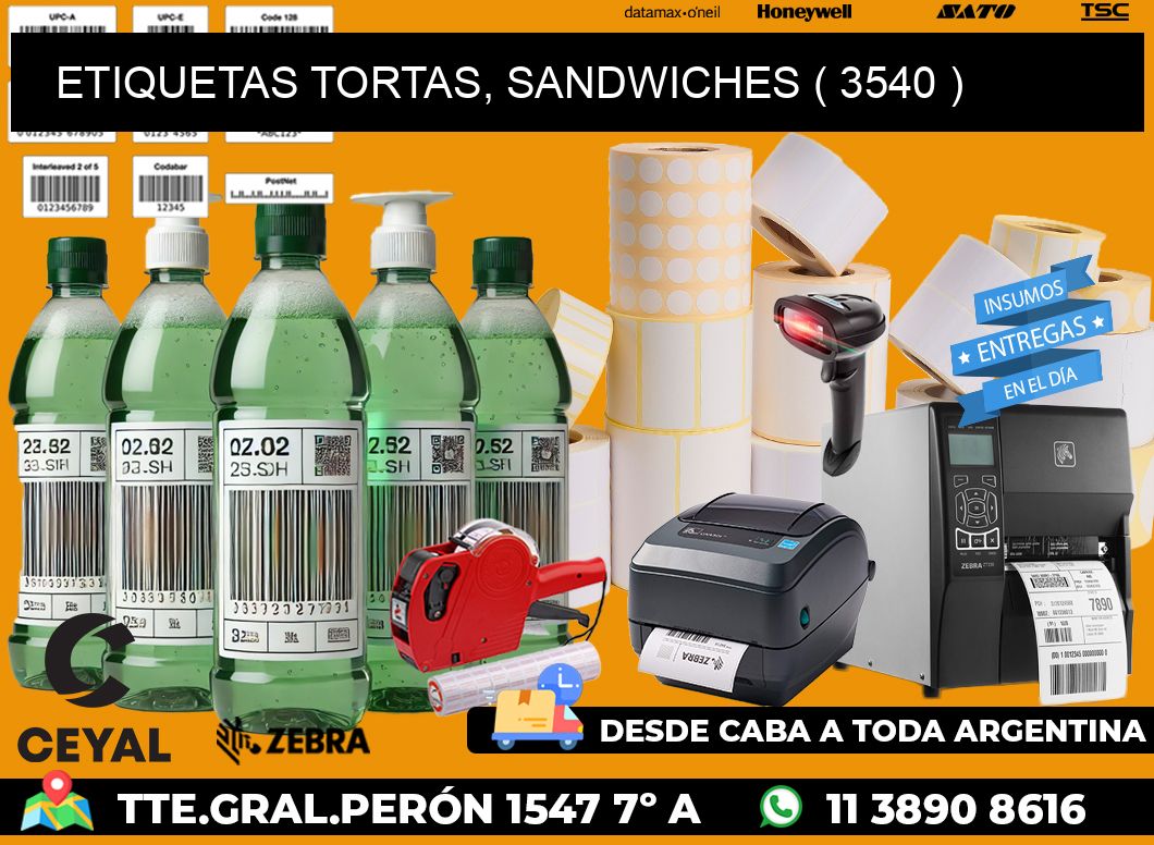 ETIQUETAS TORTAS, SANDWICHES ( 3540 )