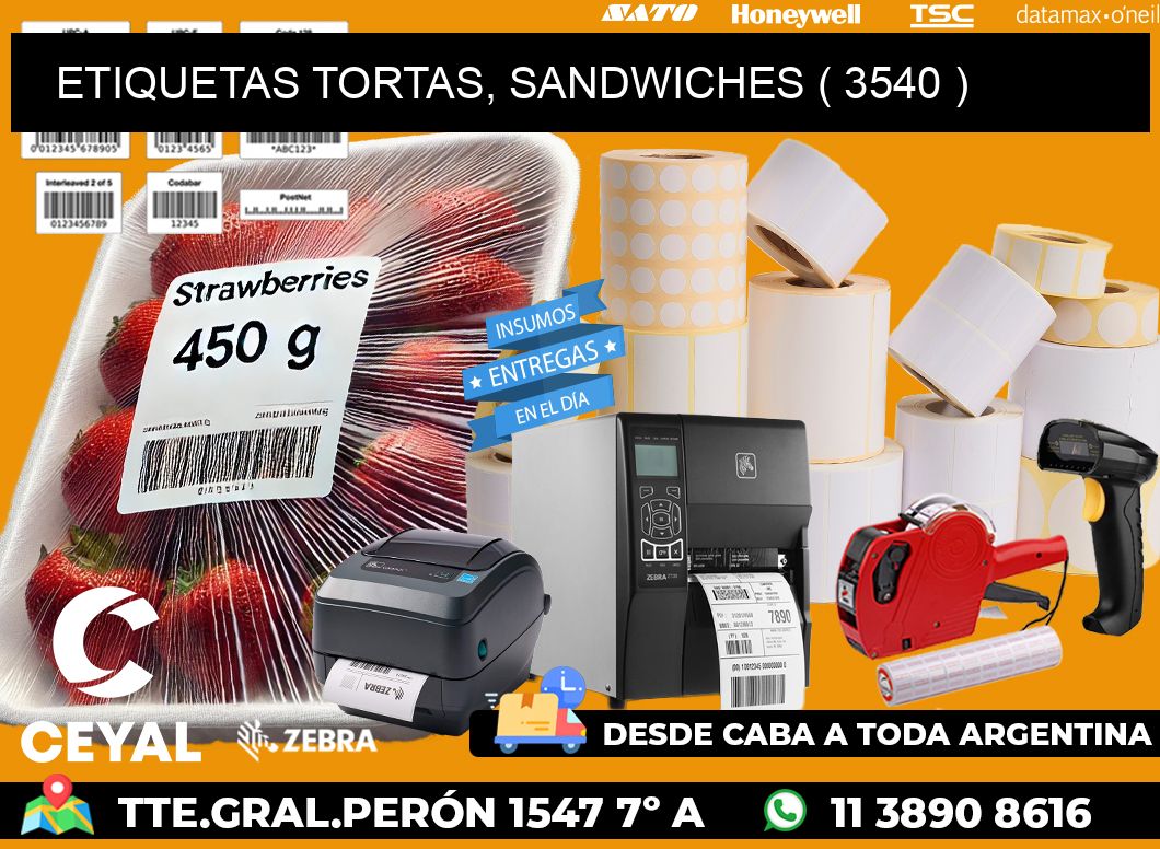 ETIQUETAS TORTAS, SANDWICHES ( 3540 )