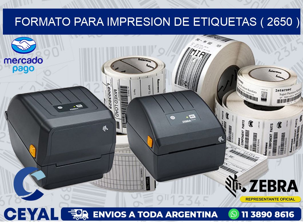 FORMATO PARA IMPRESION DE ETIQUETAS ( 2650 )