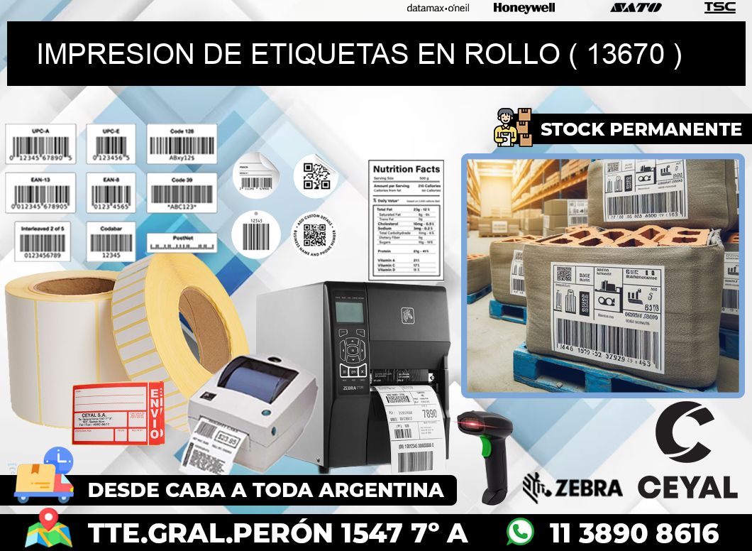 IMPRESION DE ETIQUETAS EN ROLLO ( 13670 )