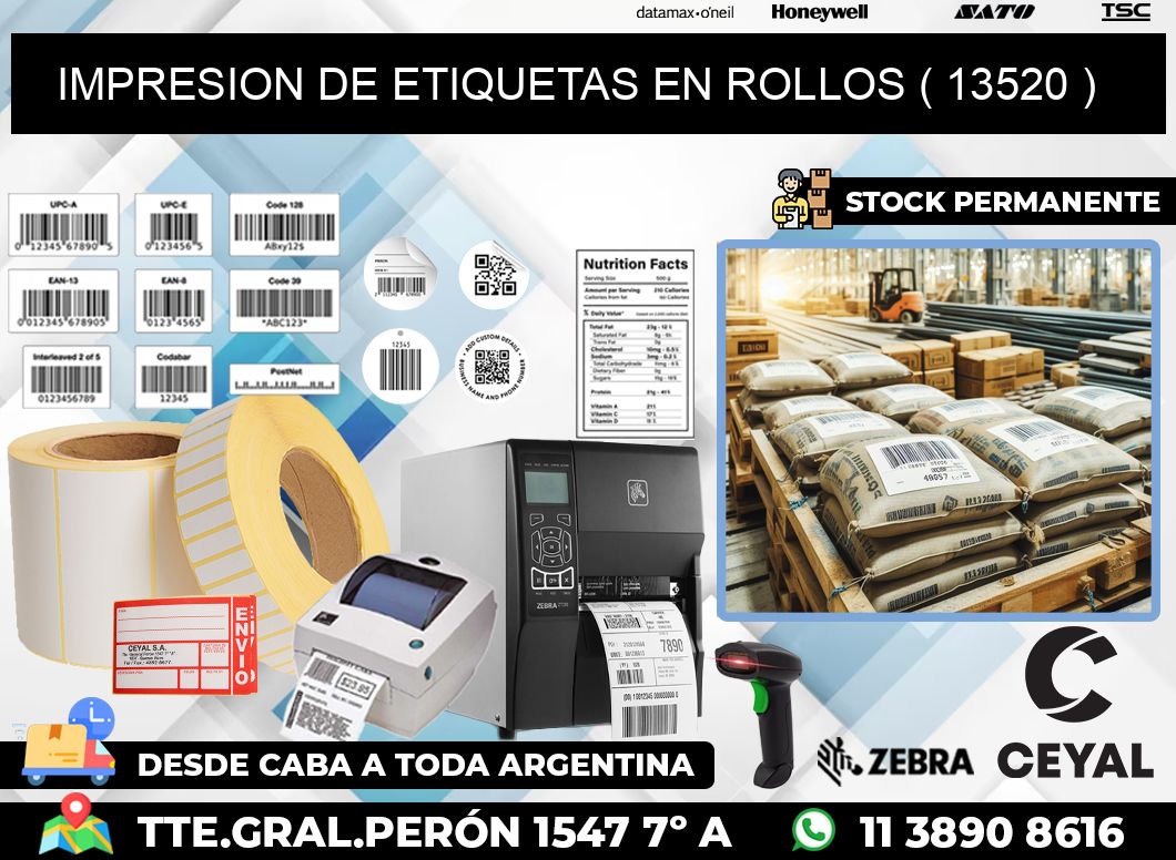 IMPRESION DE ETIQUETAS EN ROLLOS ( 13520 )