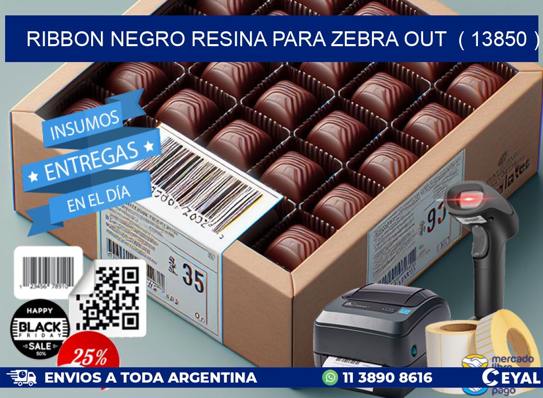 RIBBON NEGRO RESINA PARA ZEBRA OUT  ( 13850 )