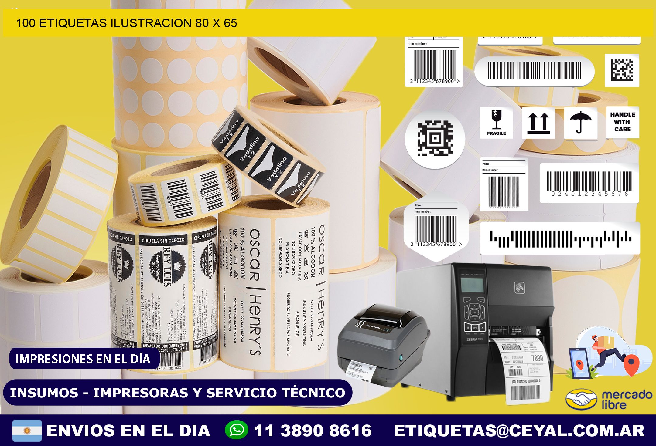 100 ETIQUETAS ILUSTRACION 80 x 65