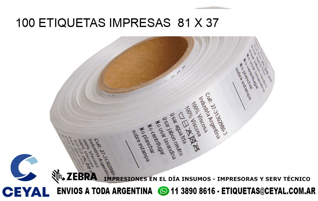 100 ETIQUETAS IMPRESAS  81 x 37