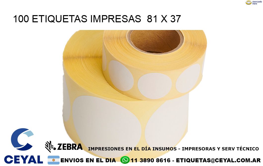 100 ETIQUETAS IMPRESAS  81 x 37