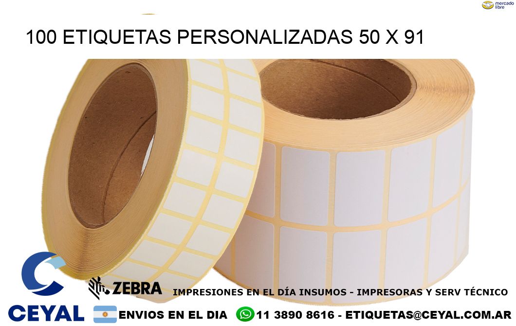 100 ETIQUETAS PERSONALIZADAS 50 x 91
