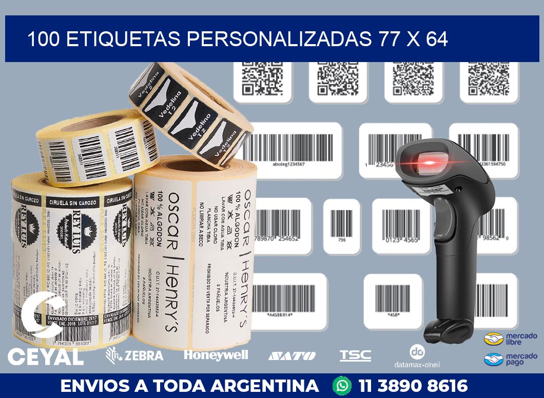 100 ETIQUETAS PERSONALIZADAS 77 x 64