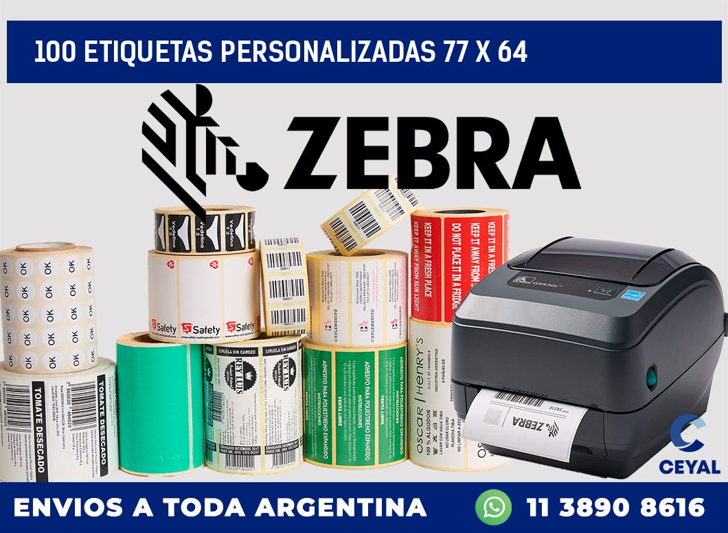 100 ETIQUETAS PERSONALIZADAS 77 x 64