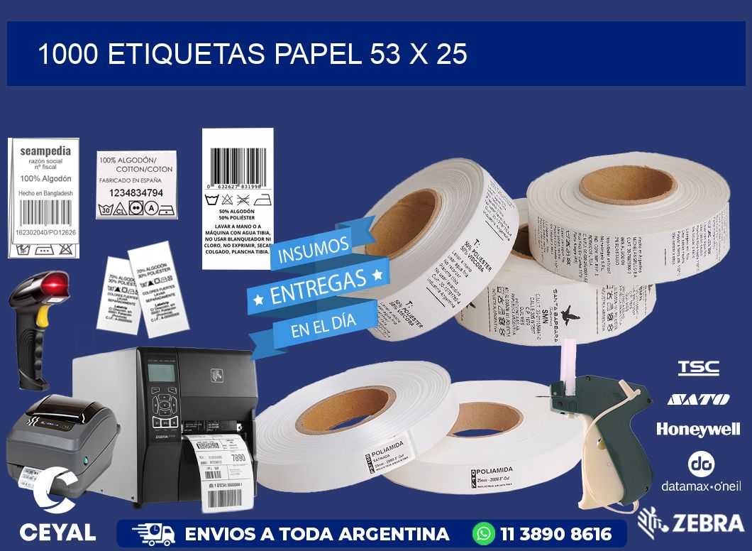 1000 ETIQUETAS PAPEL 53 x 25
