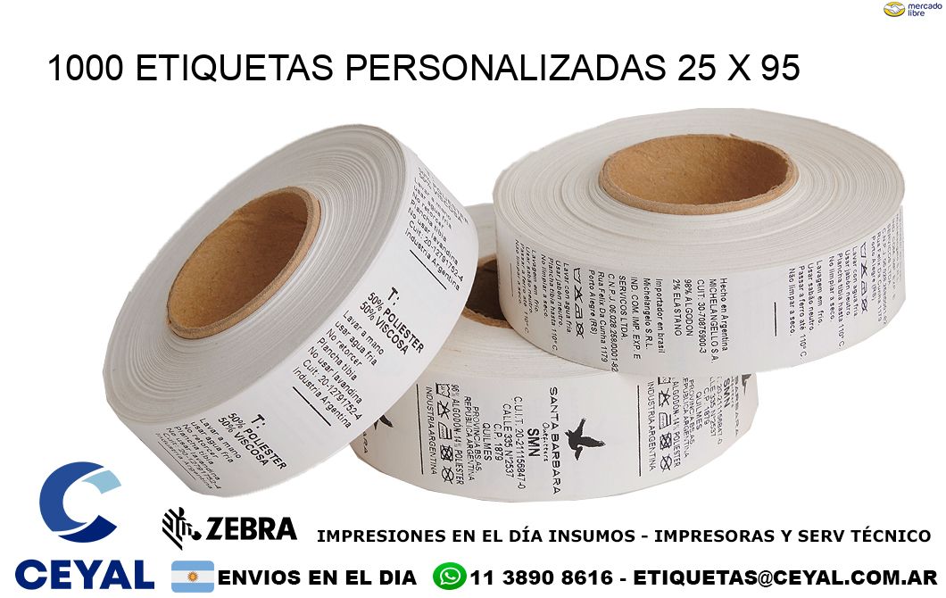 1000 ETIQUETAS PERSONALIZADAS 25 x 95