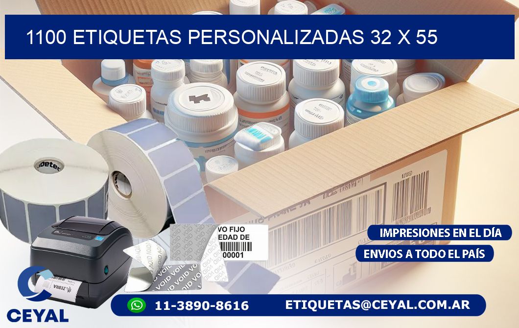 1100 ETIQUETAS PERSONALIZADAS 32 x 55