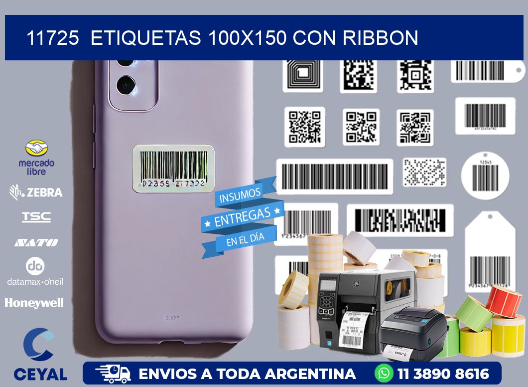 11725  ETIQUETAS 100X150 CON RIBBON