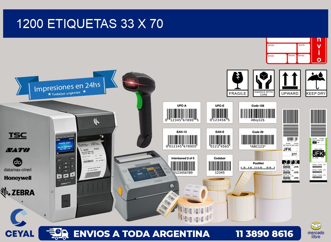 1200 ETIQUETAS 33 x 70