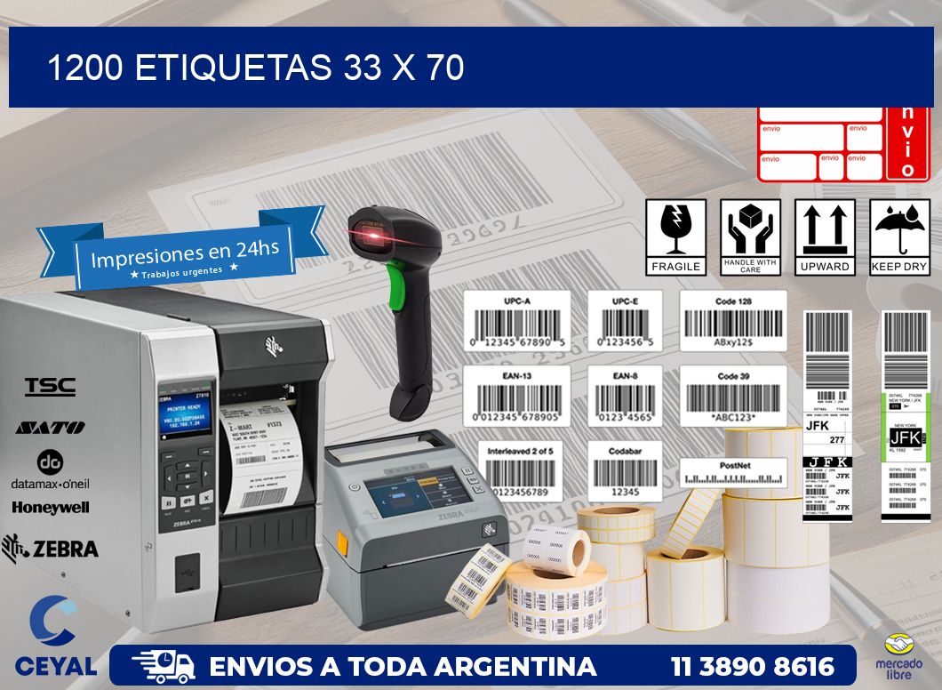 1200 ETIQUETAS 33 x 70