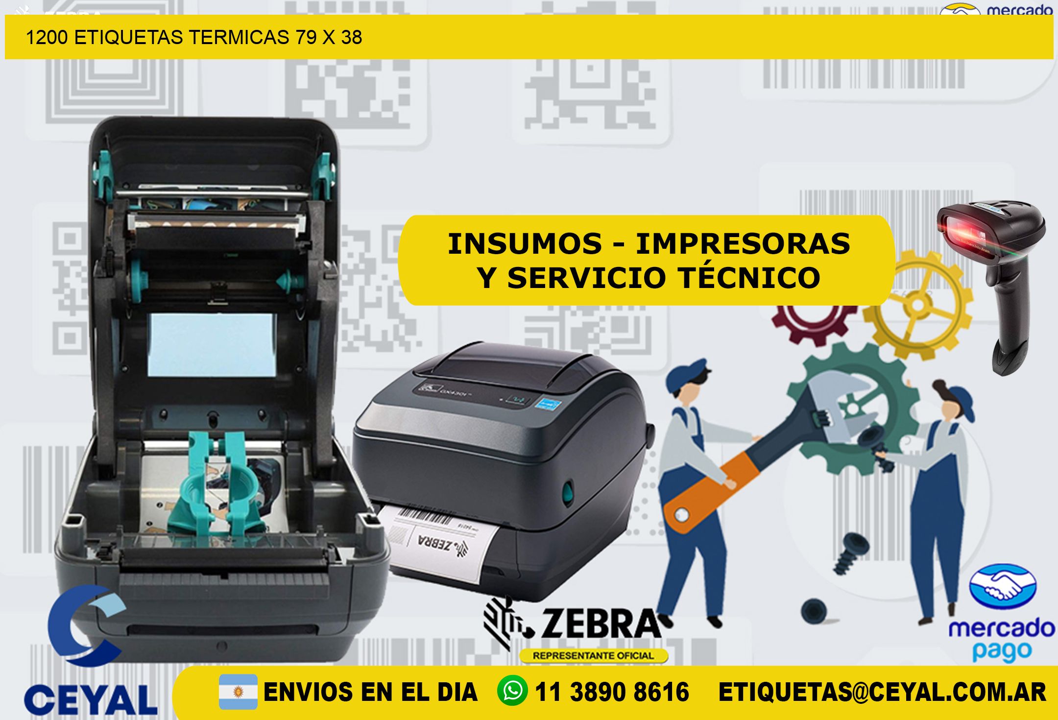1200 ETIQUETAS TERMICAS 79 x 38