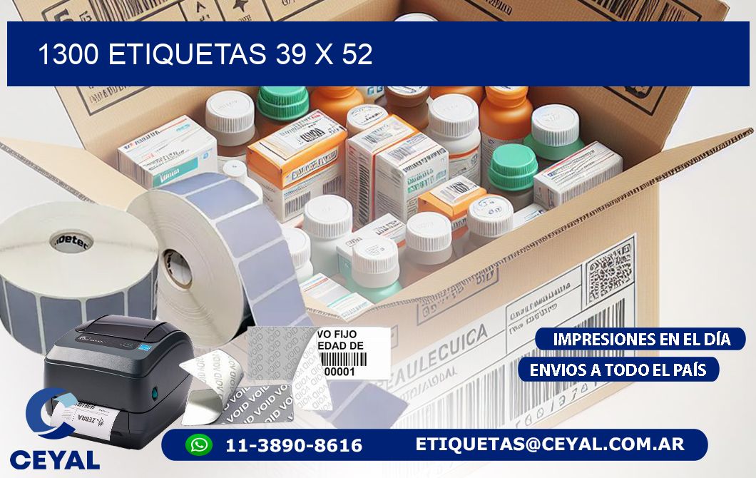 1300 ETIQUETAS 39 x 52