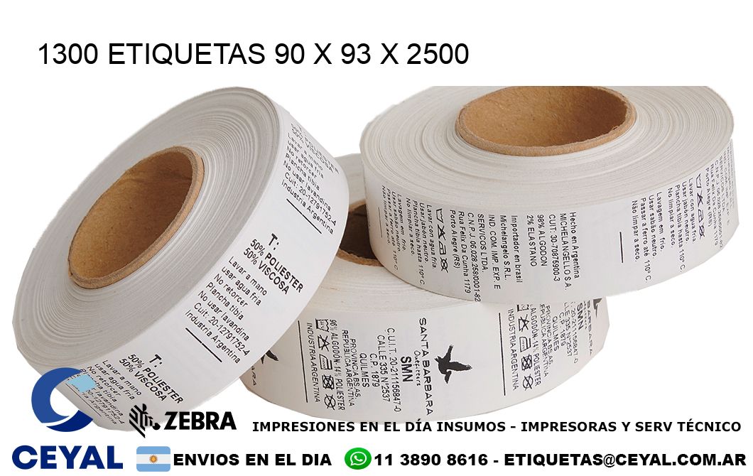 1300 ETIQUETAS 90 x 93 x 2500