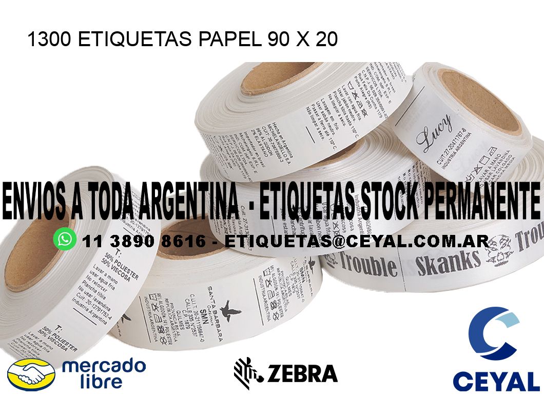 1300 ETIQUETAS PAPEL 90 x 20