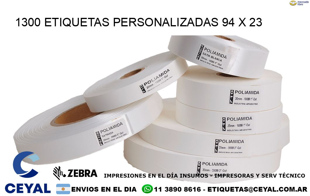 1300 ETIQUETAS PERSONALIZADAS 94 x 23