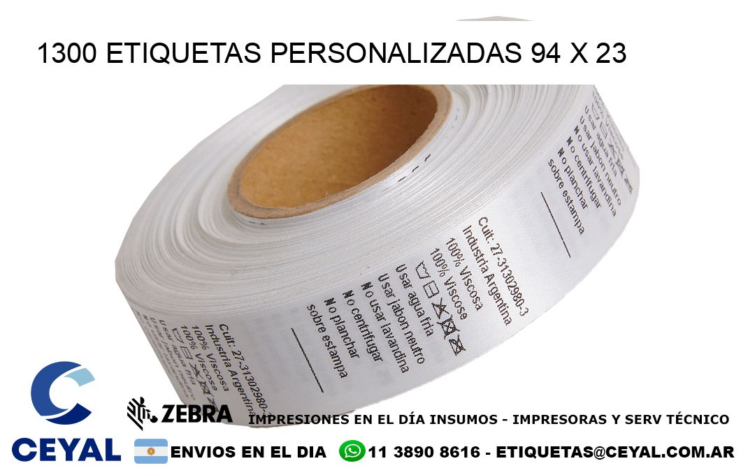 1300 ETIQUETAS PERSONALIZADAS 94 x 23