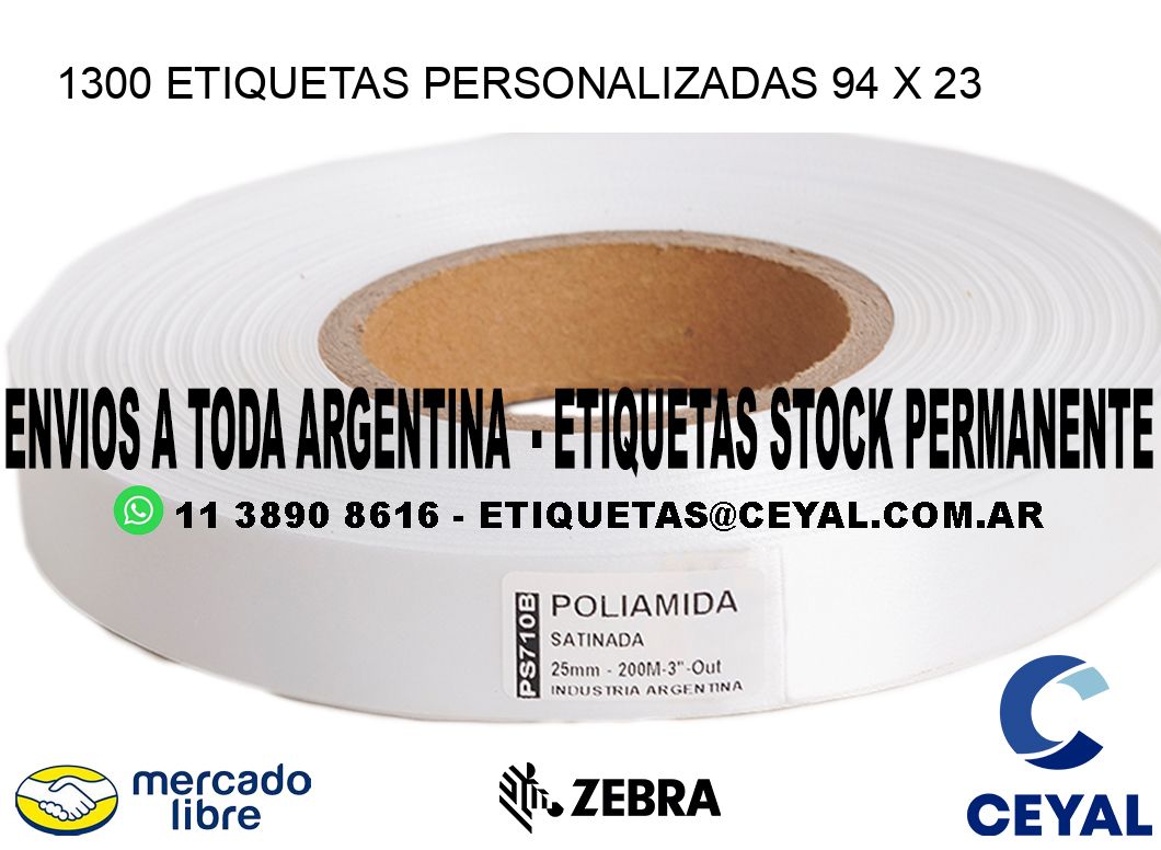 1300 ETIQUETAS PERSONALIZADAS 94 x 23