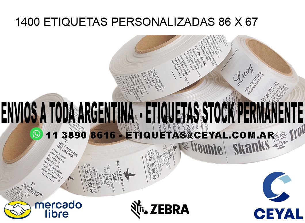 1400 ETIQUETAS PERSONALIZADAS 86 x 67