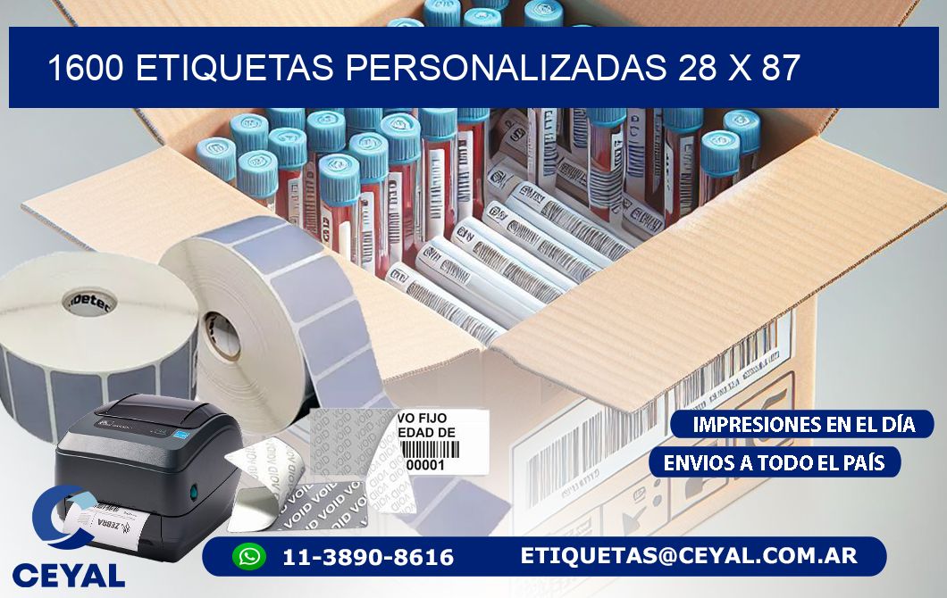 1600 ETIQUETAS PERSONALIZADAS 28 x 87