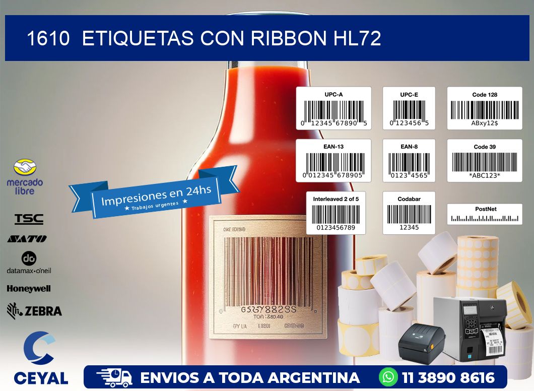 1610  ETIQUETAS CON RIBBON HL72